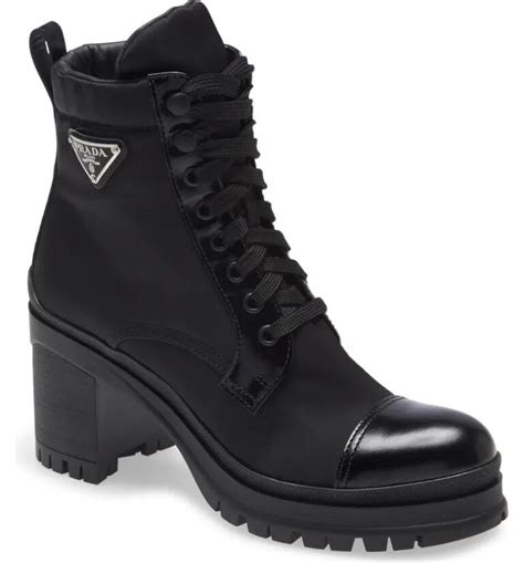 prada suede moto boots|Prada block heel combat boots.